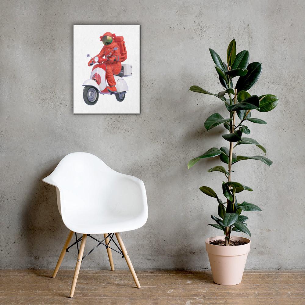 Canvas Print - Nail the landing - Billie Atoms on red Vespa - Billions of Atoms