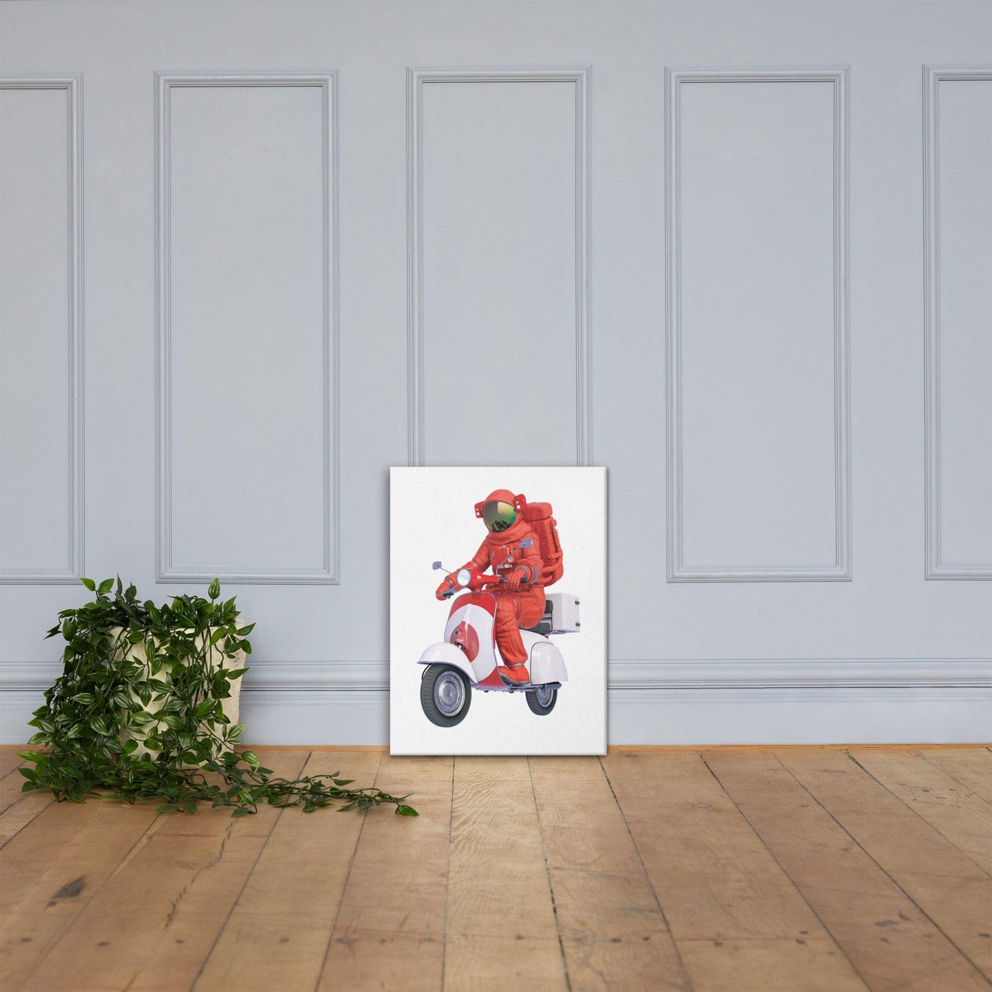 Canvas Print - Nail the landing - Billie Atoms on red Vespa - Billions of Atoms