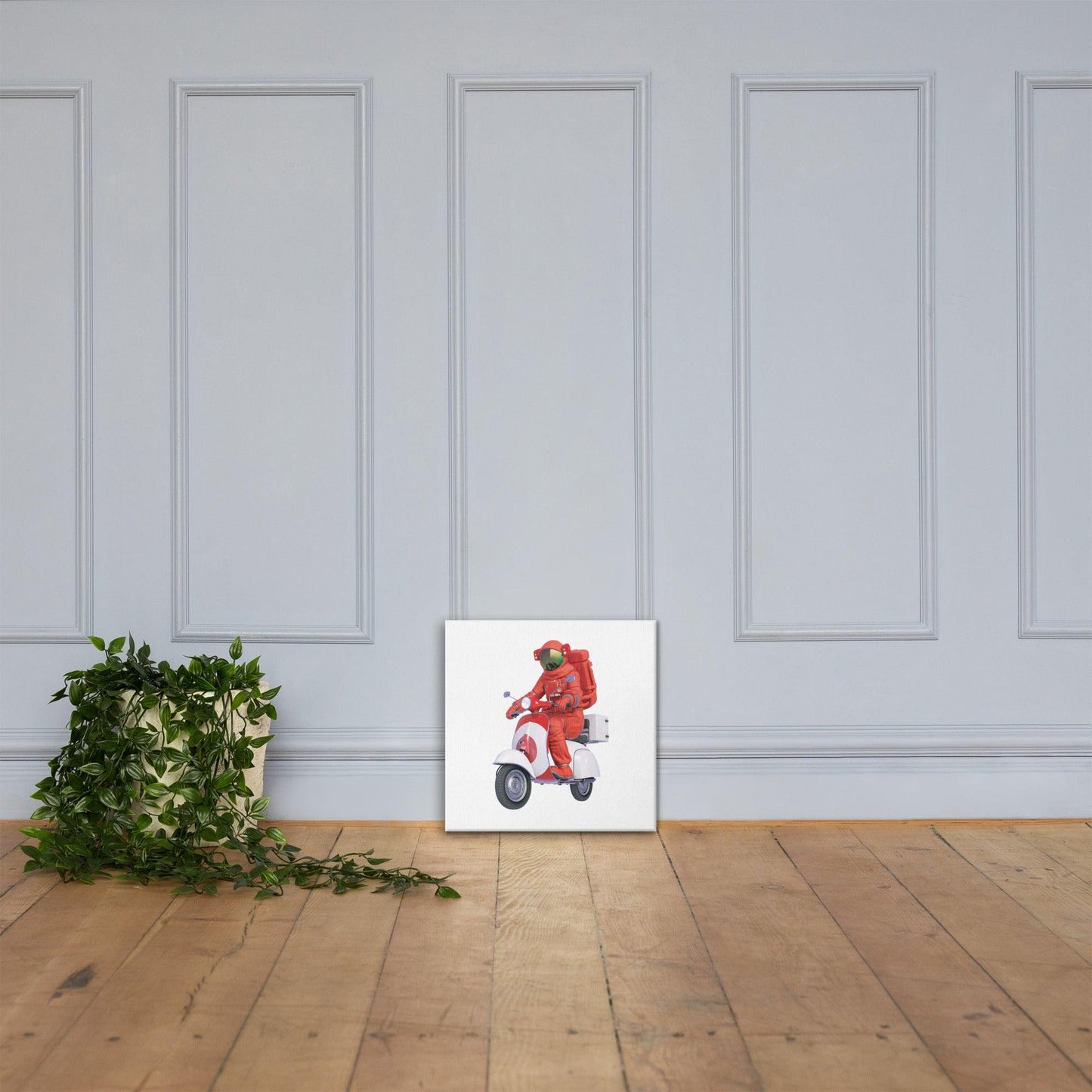 Canvas Print - Nail the landing - Billie Atoms on red Vespa - Billions of Atoms