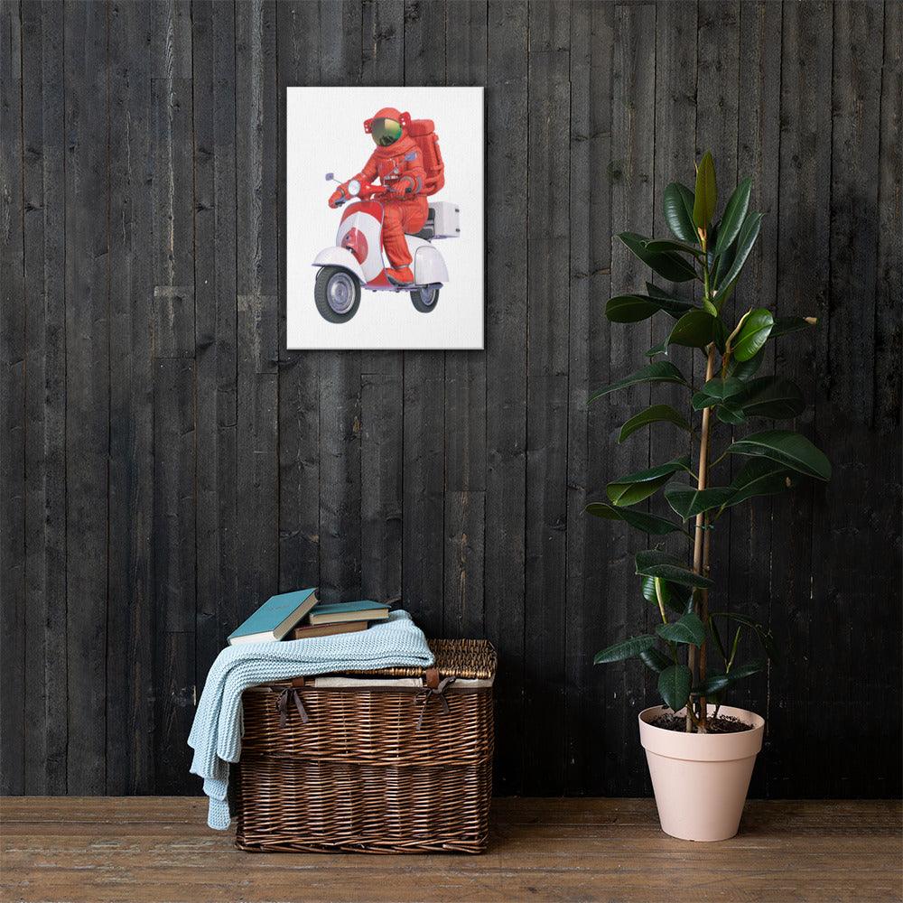 Canvas Print - Nail the landing - Billie Atoms on red Vespa - Billions of Atoms