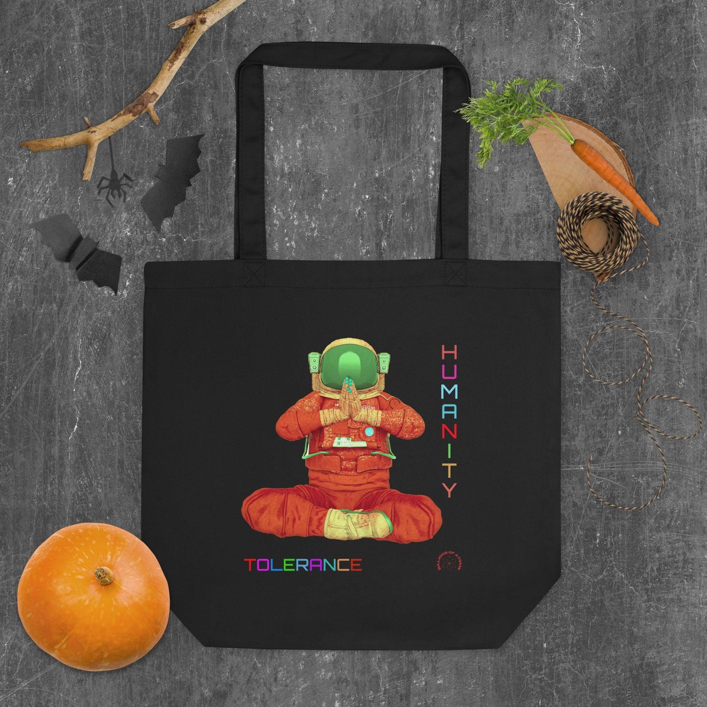 Eco Tote Bag - TOLERANCE GOLDEN MEDITATION - BILLIE ATOMS - Billions of Atoms