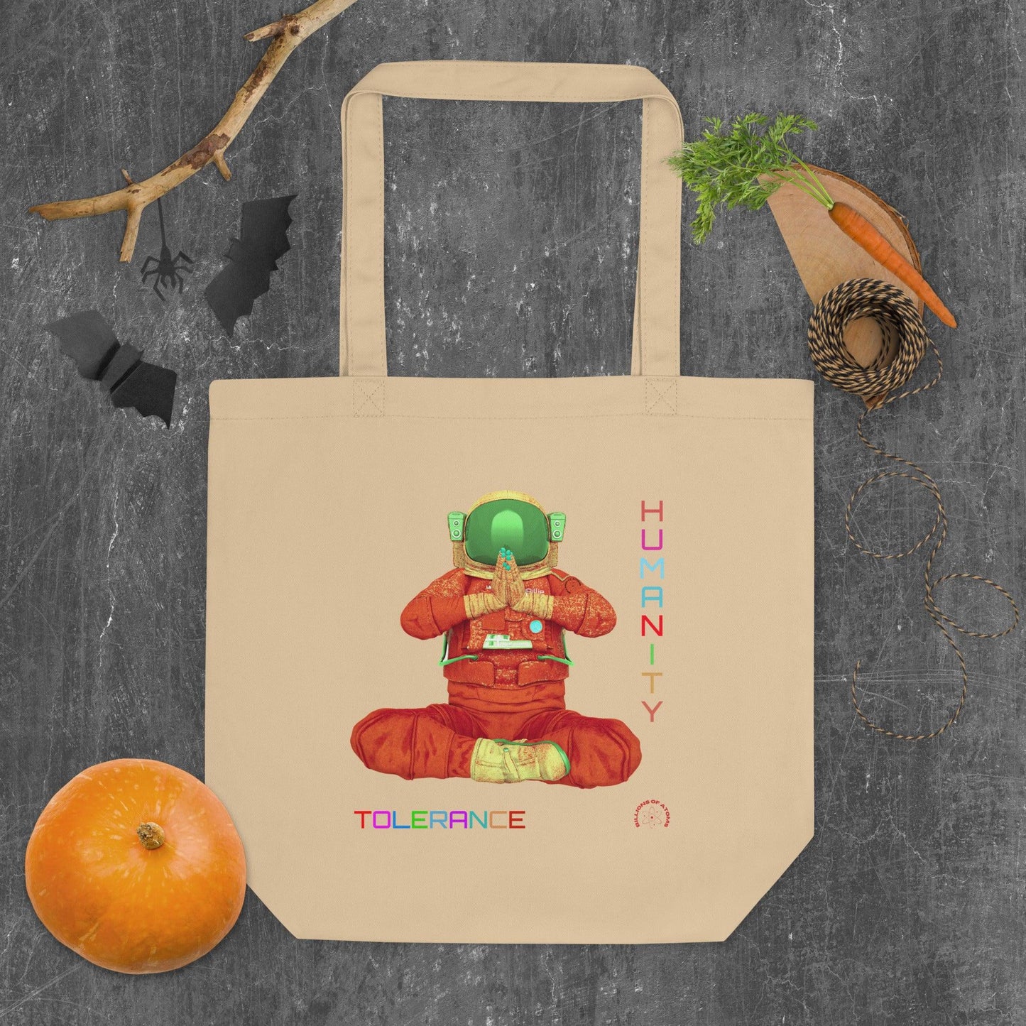 Eco Tote Bag - TOLERANCE GOLDEN MEDITATION - BILLIE ATOMS - Billions of Atoms