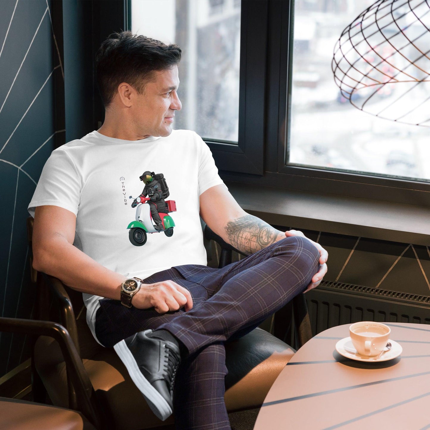 Men's Premium Cotton T-Shirt - The Vibe Series Vespa - Billie Atoms - Billions of Atoms