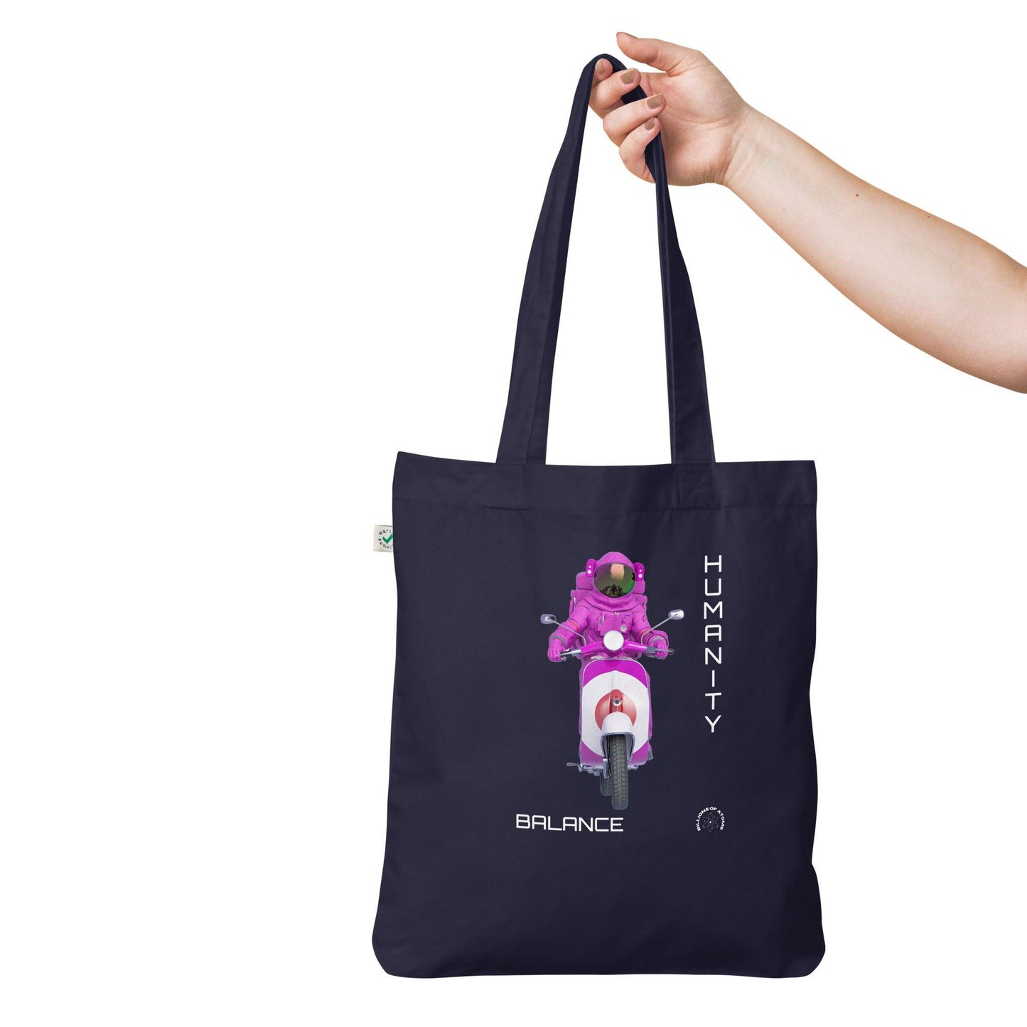 Organic fashion tote bag - BALANCE SCOOTER - BILLIE ATOMS - Billions of Atoms