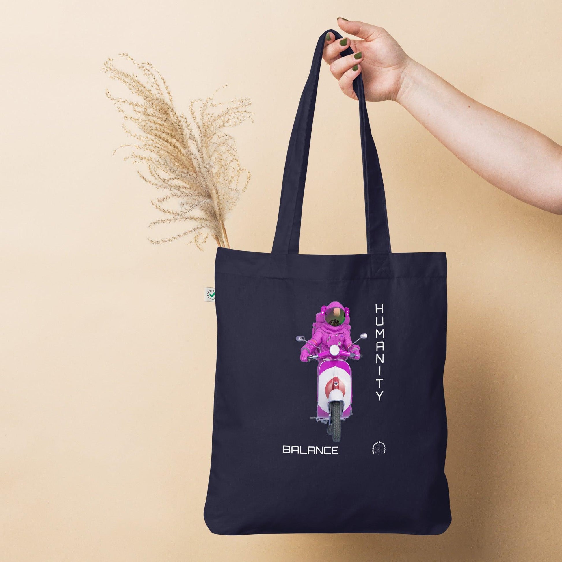 Organic fashion tote bag - BALANCE SCOOTER - BILLIE ATOMS - Billions of Atoms