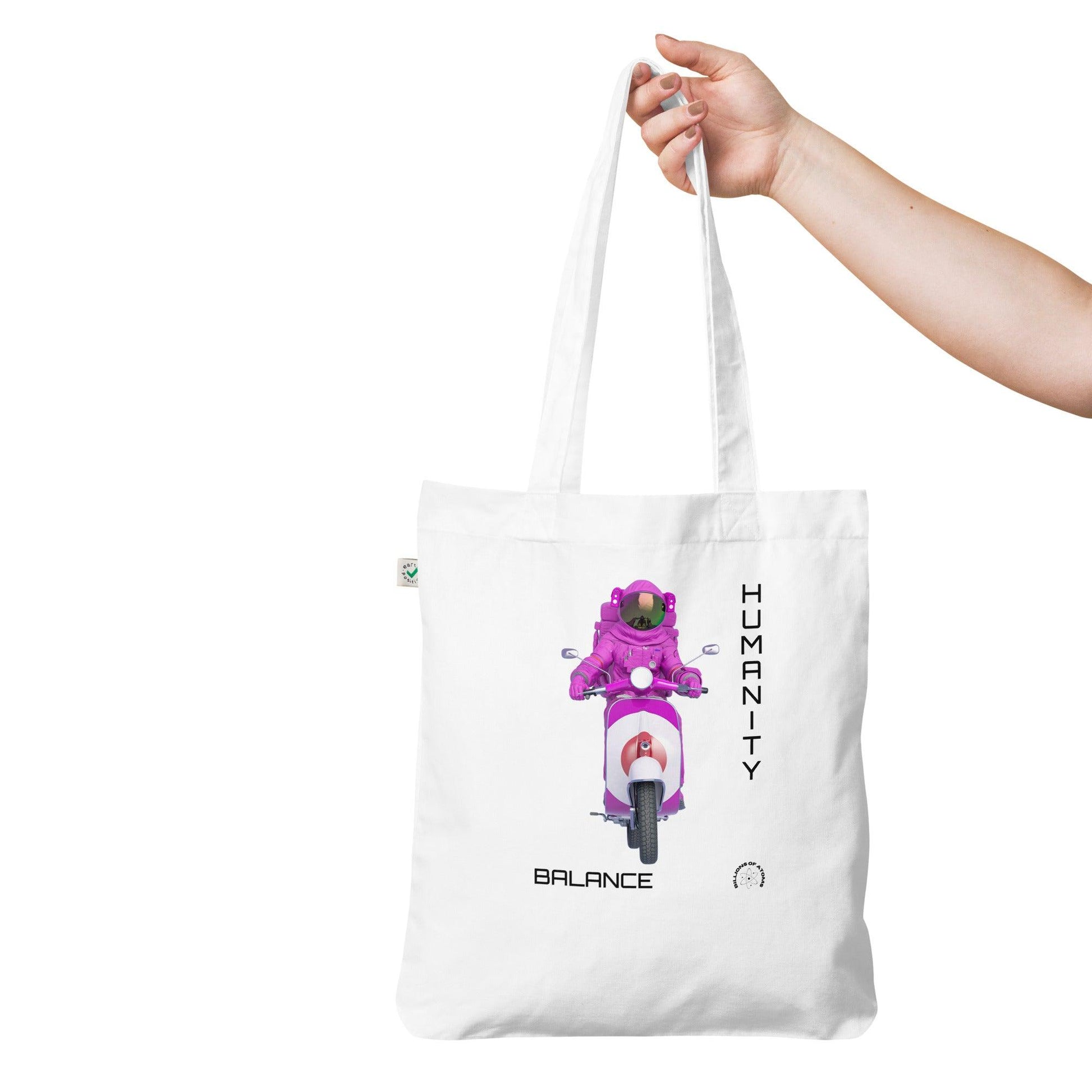 Organic fashion tote bag - BALANCE SCOOTER - BILLIE ATOMS - Billions of Atoms