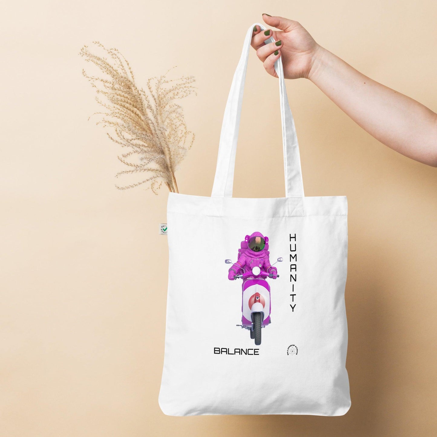 Organic fashion tote bag - BALANCE SCOOTER - BILLIE ATOMS - Billions of Atoms